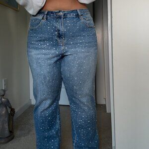FOREVER 21+ RHINESTONE STRAIGHT FIT JEAN- UNWORN
